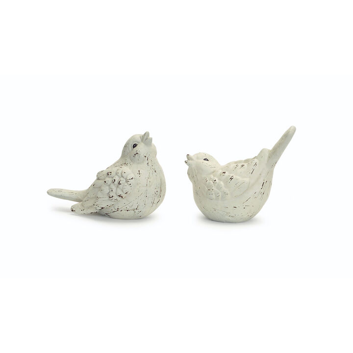 Decorative Terracotta Bird Figurines Set of 4 for Garden Accent