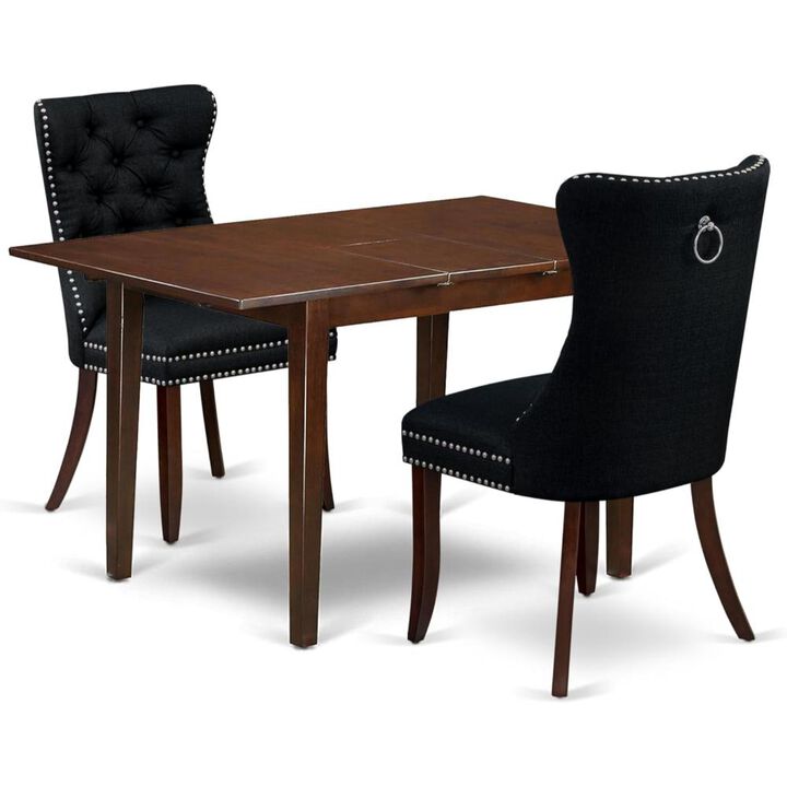 3 Piece Kitchen Set Consists of a Rectangle Dining Table with Butterfly Leaf