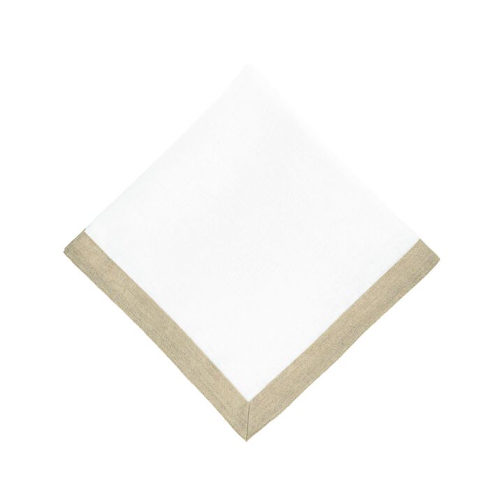 White Linen Napkins With Sparkle Borders, Set of 4