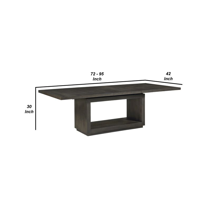 Jose 72-95 Inch Acacia Wood Dining Table, Open Plinth Base, Rustic Brown - Benzara