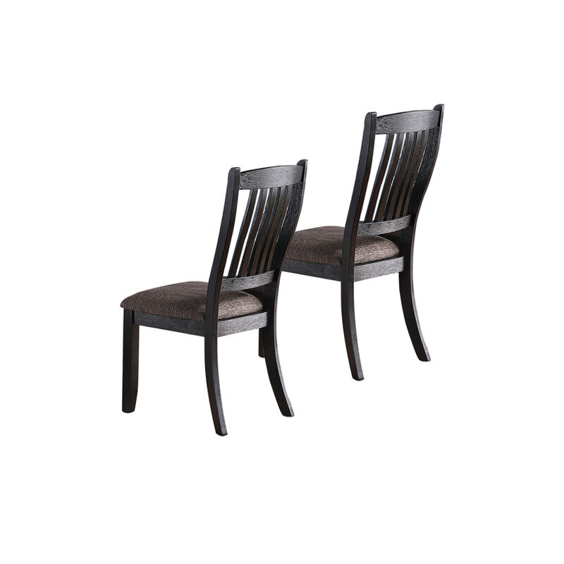 Dark Coffee Fabric Upholstered Side Chairs, Black(Set Of 2)