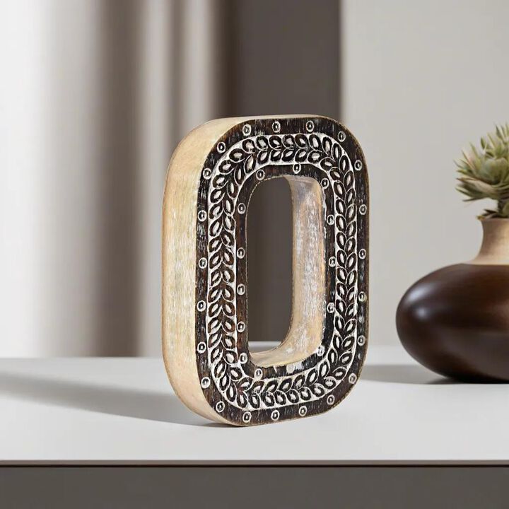Vintage Natural Handmade Eco-Friendly "O" Alphabet Letter Block For Wall Mount & Table Top Décor