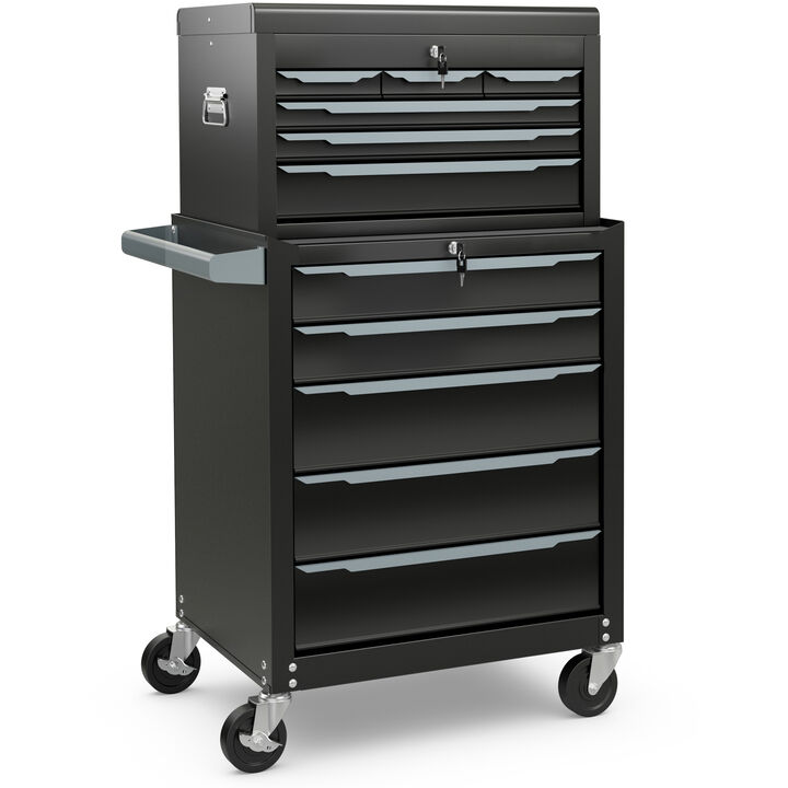 Rolling Steel Tool Chest with Hanging Holes and Central Keyed Locking System for Garage & Repair Shop
