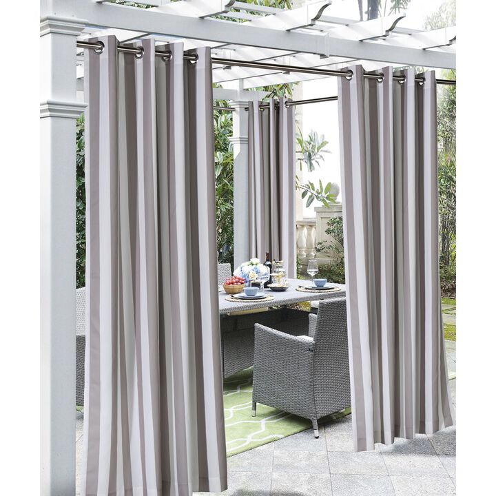 Commonwealth Outdoor Decor Coastal Stripe Grommet Top Curtain Panel - 50x108'' - Navy