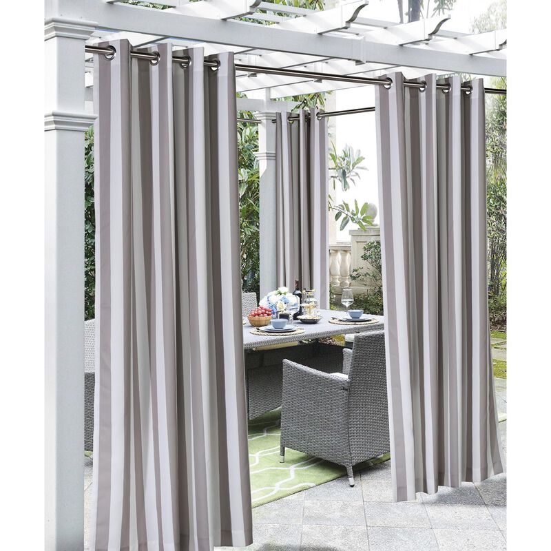 Commonwealth Outdoor Decor Coastal Stripe Grommet Top Curtain Panel - 50x108'' - Navy