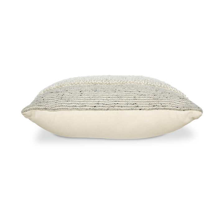 Square Accent Throw Pillow, 20 Inch, White and Gray Stripes, Polyfill - Benzara