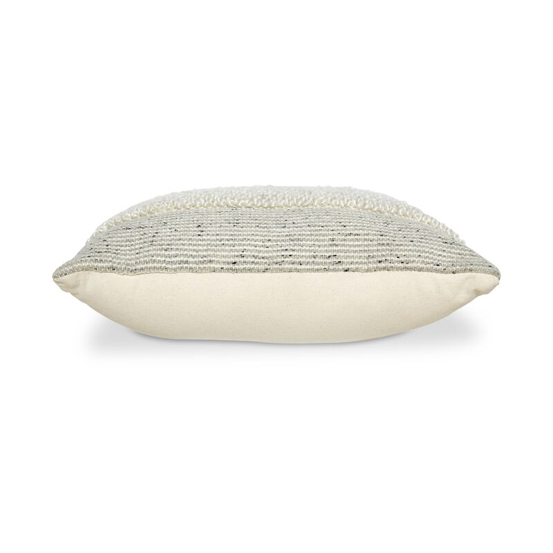 Square Accent Throw Pillow, 20 Inch, White and Gray Stripes, Polyfill - Benzara