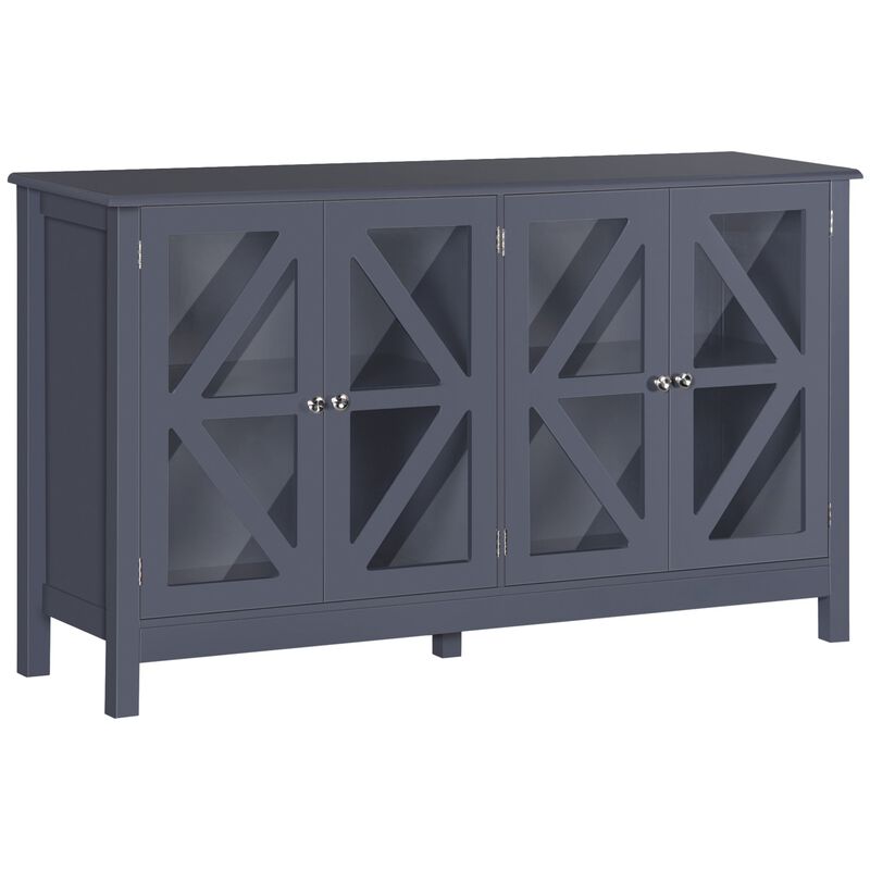 Grey Dining Cabinet: Kitchen Sideboard with Glass Door & Shelf