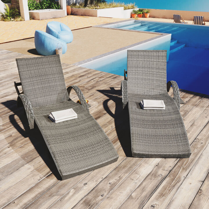 Merax Solid Outdoor Wicker Chaise Lounge Chairs