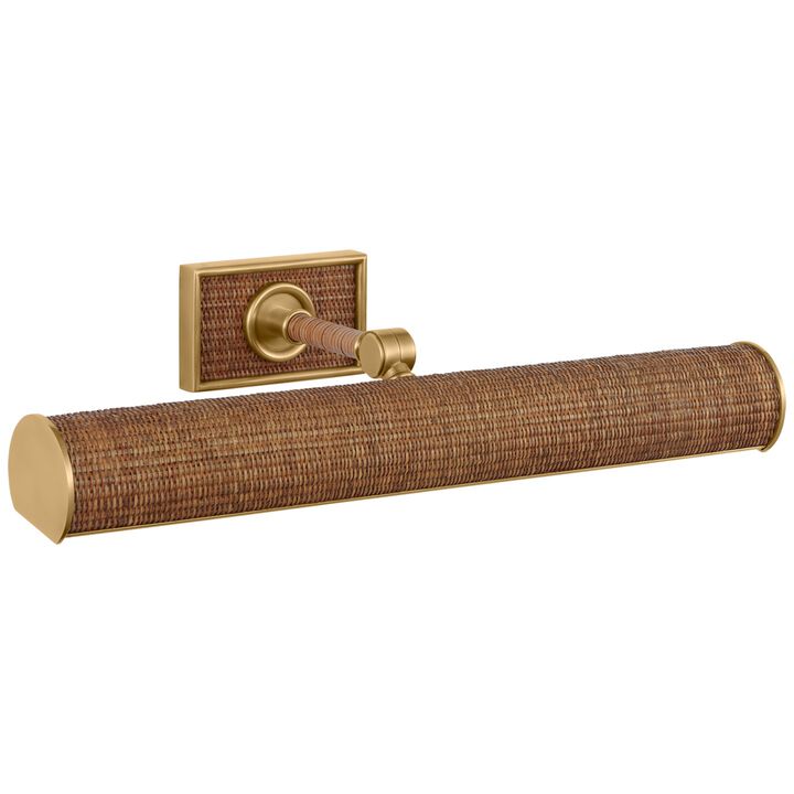 Halwell 18" Picture Light in Brass and Natural Woven Rattan