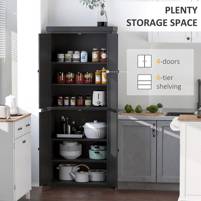 Black Storage Tower: 6-Tier Freestanding Cabinet with Shelves