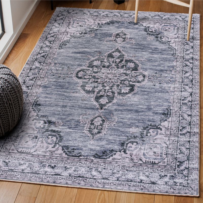 Wincer Chenille Cottage Medallion Machine-Washable Area Rug