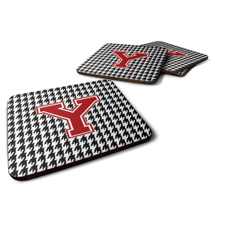 Caroline's Treasures CJ1021-YFC Monogram-Houndstooth Foam Coasters (Set of 4), Initial Y, 3.5 H x 3.5 W, Multicolor