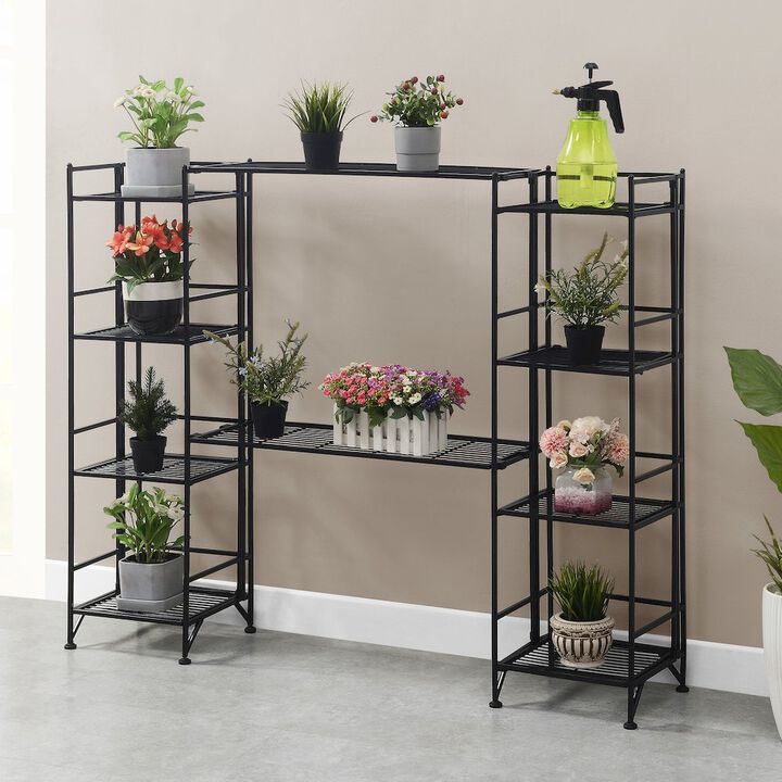 Convenience Concepts Xtra Storage 4 Tier Folding Metal Shelves with Set of 2 Deluxe Extension Shelves