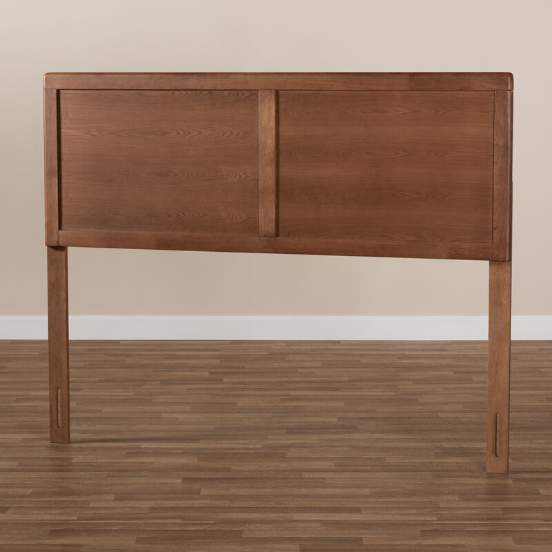 Baxton Studio Raya Mid Century Modern Walnut Brown Finished Wood Queen Size Headboard