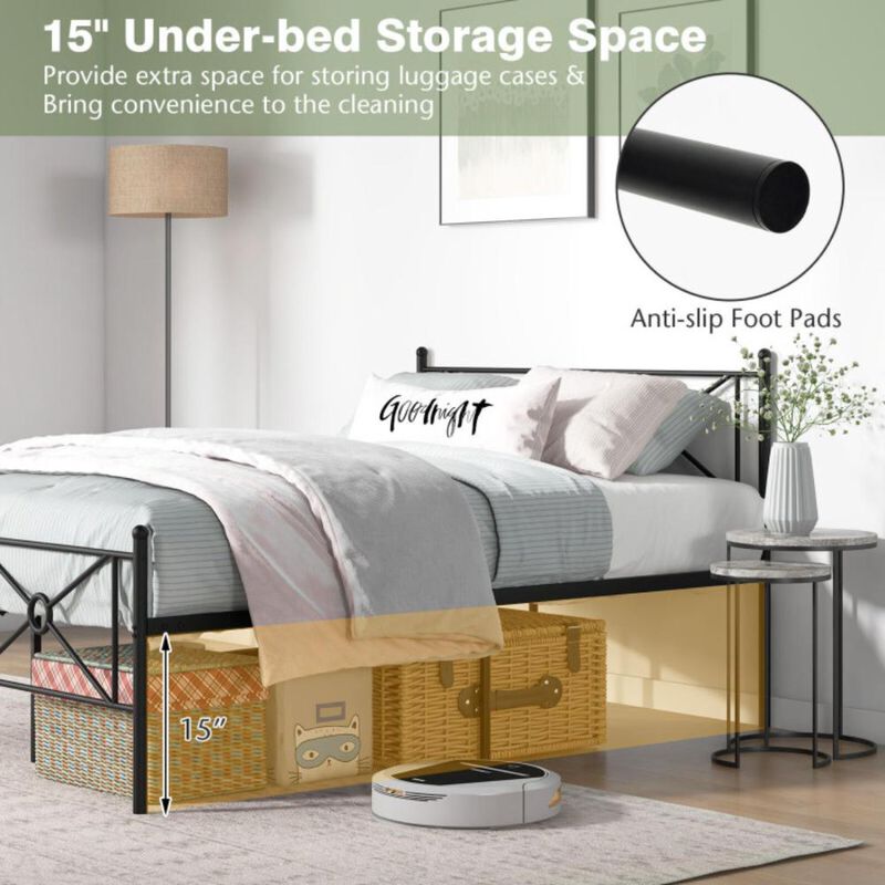 Hivvago Metal Platform Bed Frame with Headboard and Footboard