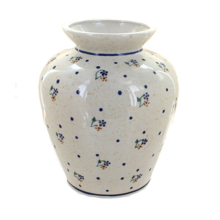 Blue Rose Polish Pottery Porcelain Vine Medium Vase