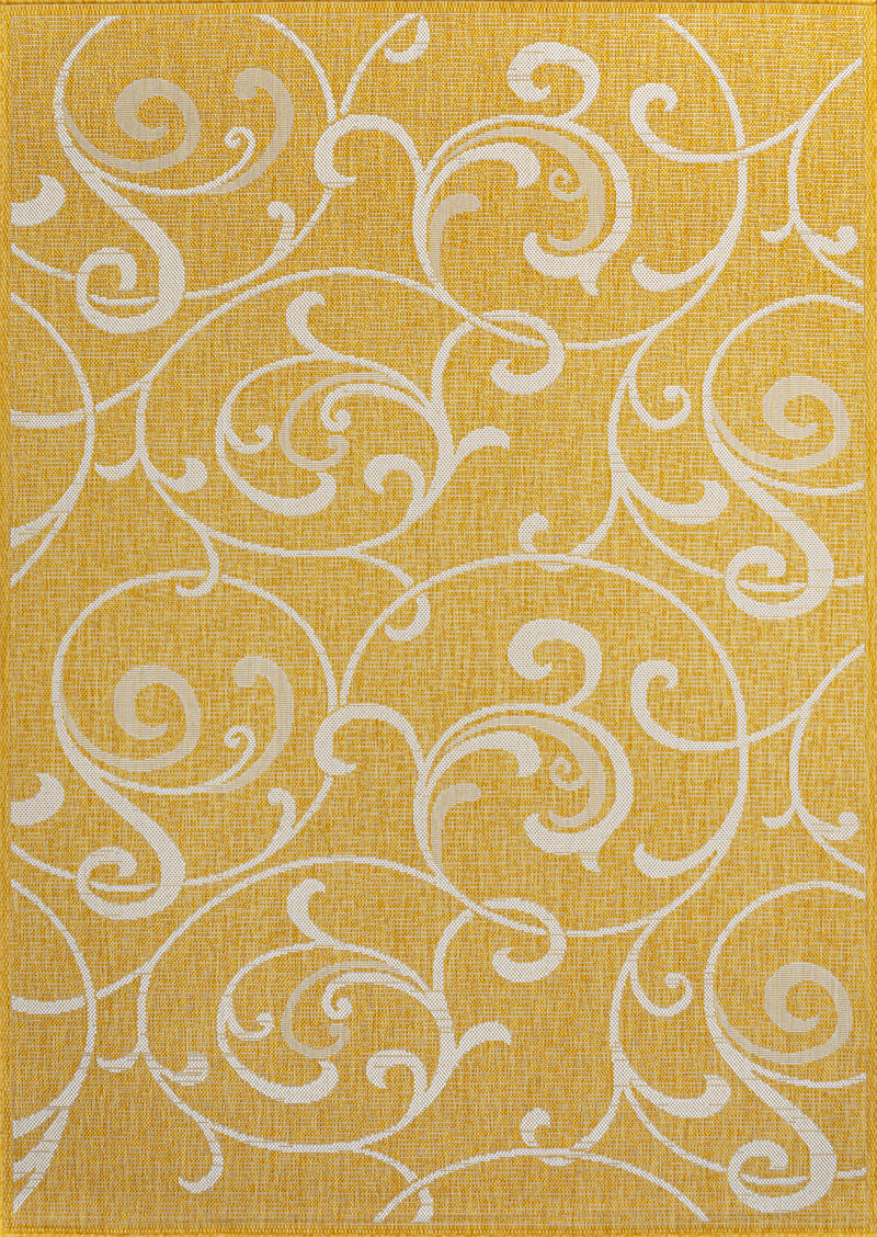 Maribel Traditional Classic All-Over Scroll Yellow/Cream 8 ft. x 10 ft. Indoor/Outdoor Area Rug
