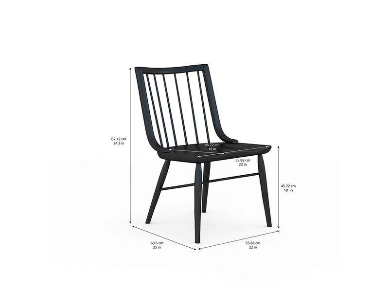Frame Windsor Side Chair Accent Black (Set of 2)