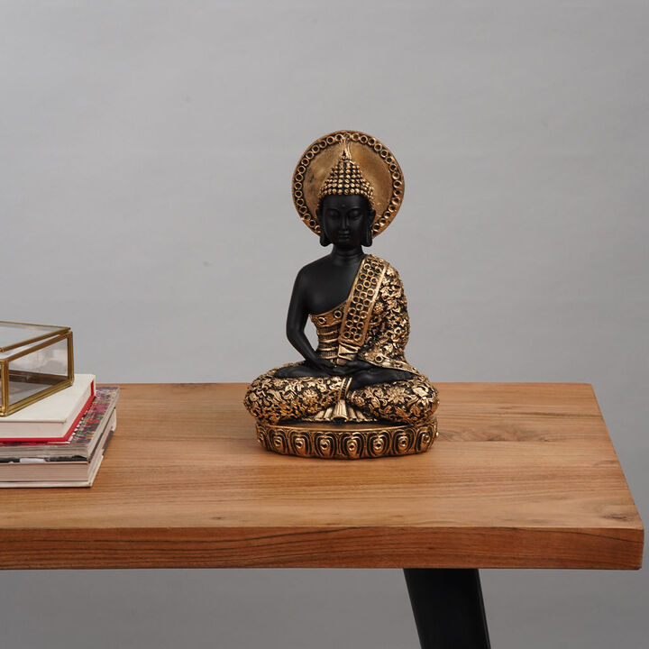 Handmade Eco-Friendly Vintage Resin Black Gold Sculpture 11"x7"x4.5" From BBH Homes