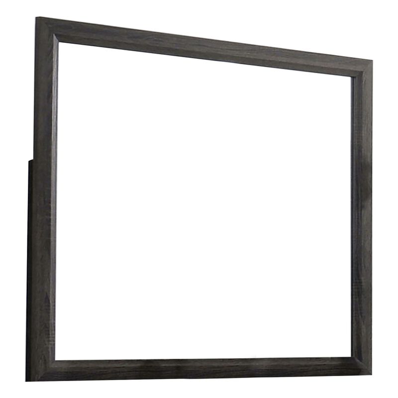 39 Inch Contemporary Wooden Frame Mirror, Gray-Benzara