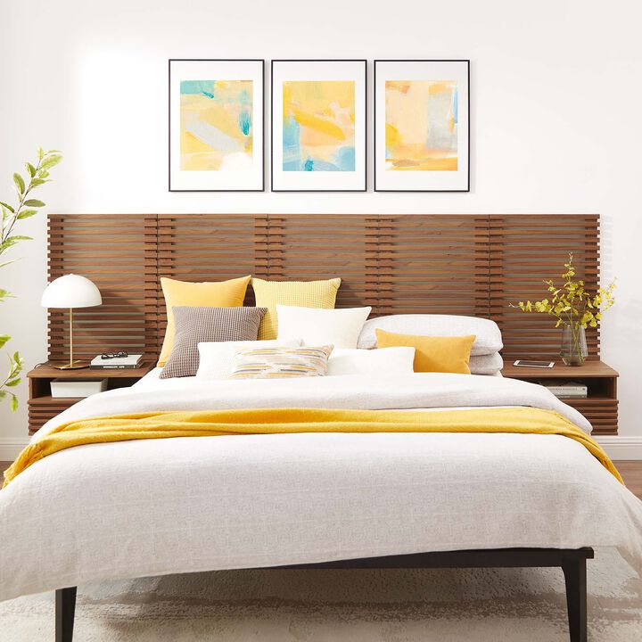 Modway - Render Wall Mount Queen Headboard and Modern Nightstands