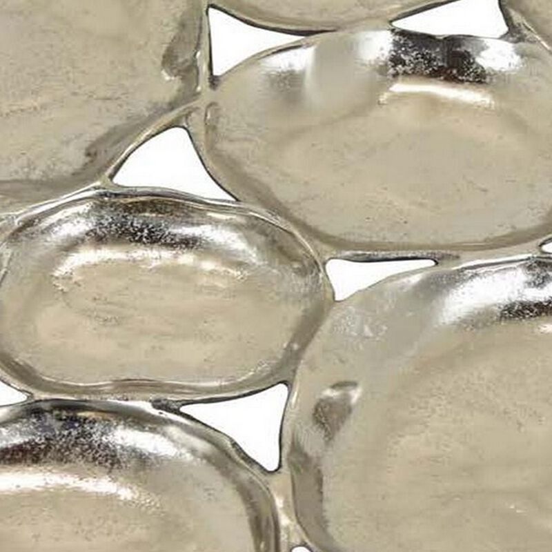 Jiva 9 Piece Decorative Bowl Set, Irregular Shaped Design, Silver Metal - Benzara
