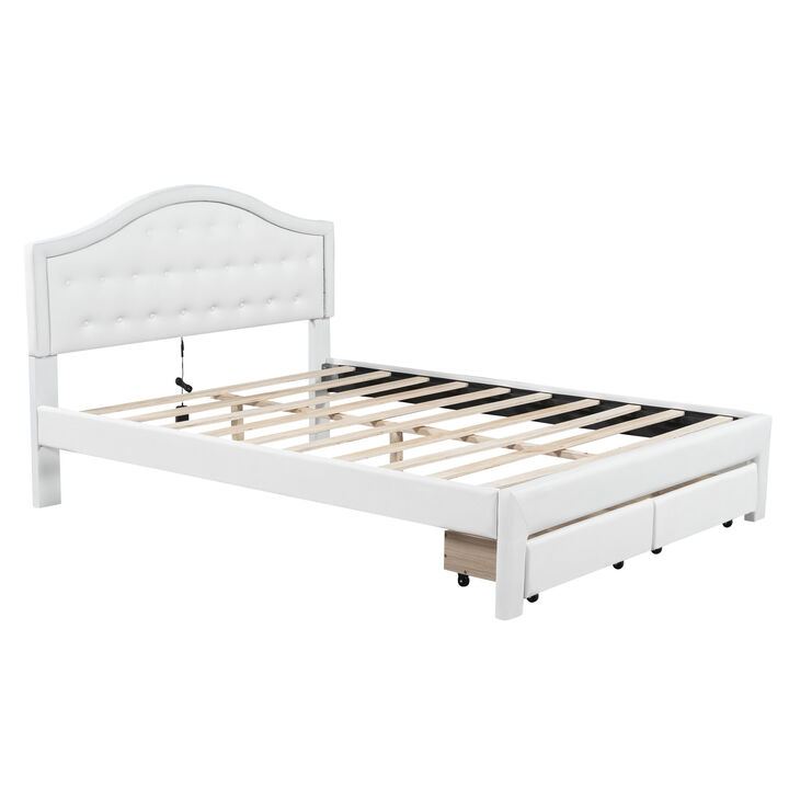 Merax PU Upholstered Platform Bed  with 2 Drawers