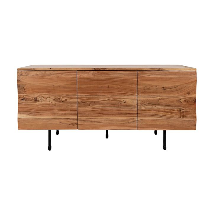 Jofran The Wave Three Door Solid Acacia Hardwood Accent Cabinet