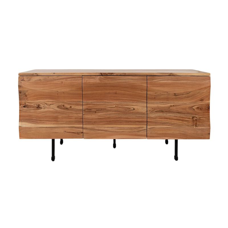 Jofran The Wave Three Door Solid Acacia Hardwood Accent Cabinet