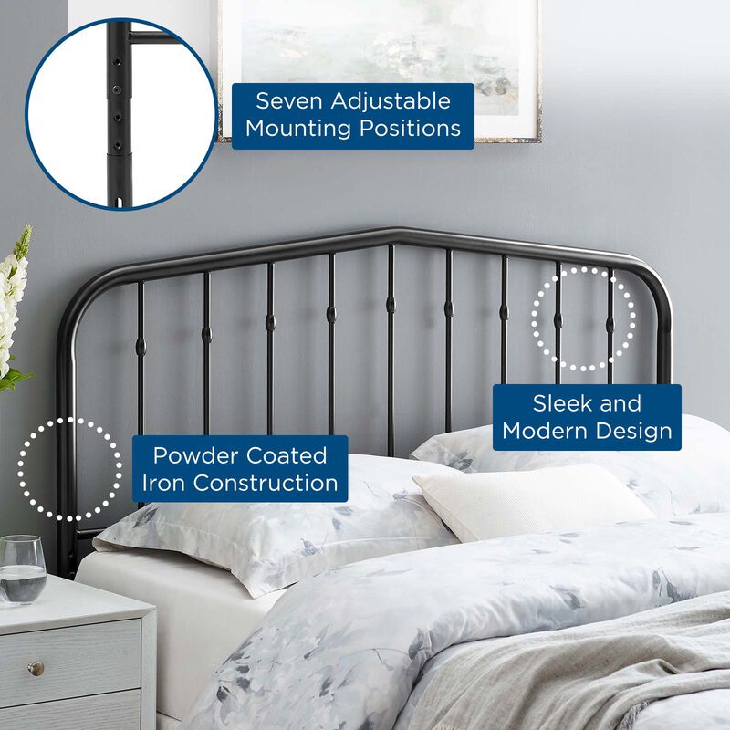 Modway - Lennon Queen Metal Headboard Black