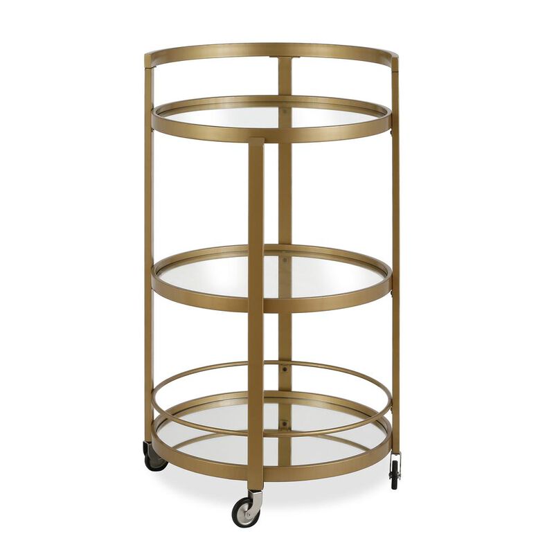 Hudson&Canal Hause 21'' Wide Round Bar Cart in Brass