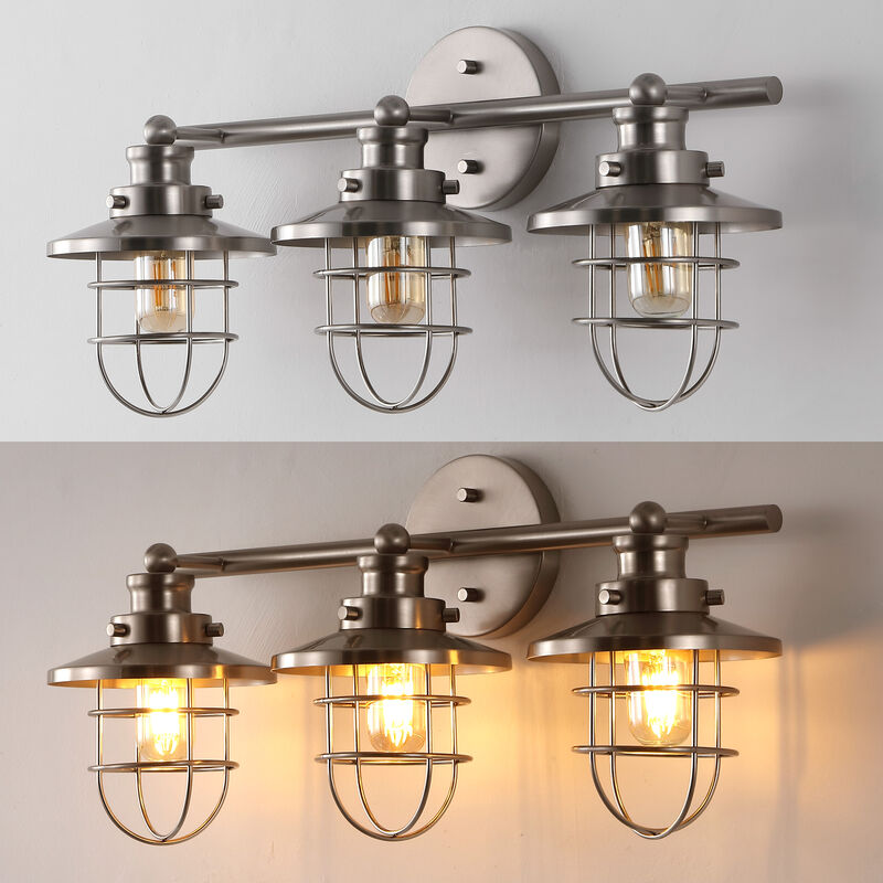 Ellis 24" 3-Light Industrial Farmhouse Vanity Light with Bathroom Hardware Accessory 5-Piece Set