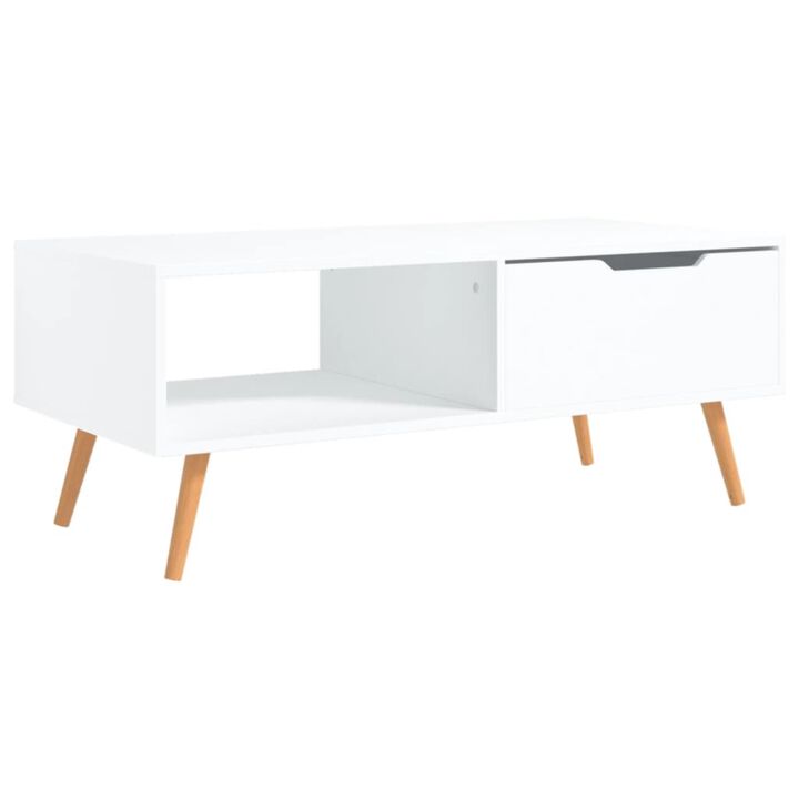 vidaXL Coffee Table White 39.4"x19.5"x16.9" Chipboard