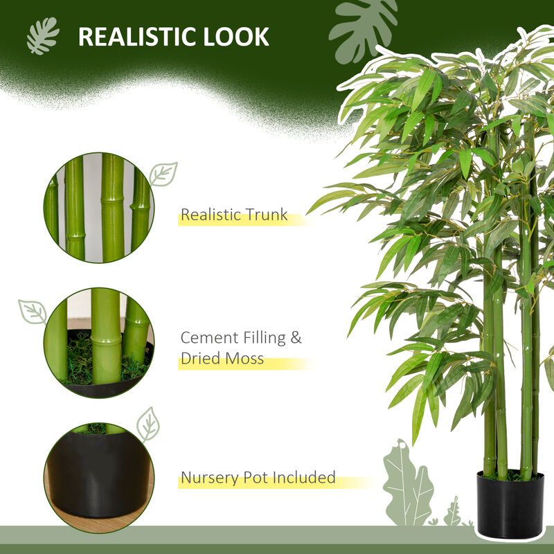 4.5' Artificial Bamboo Tree Fake Potted Decorative Plant w/ 336 Realistic Leaves