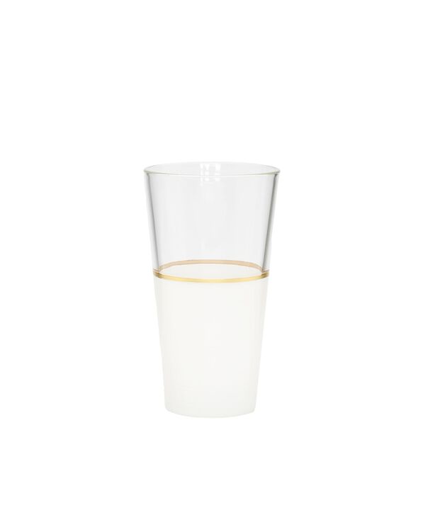 Set of 6 Tumblers White/Clear with Gold Trim