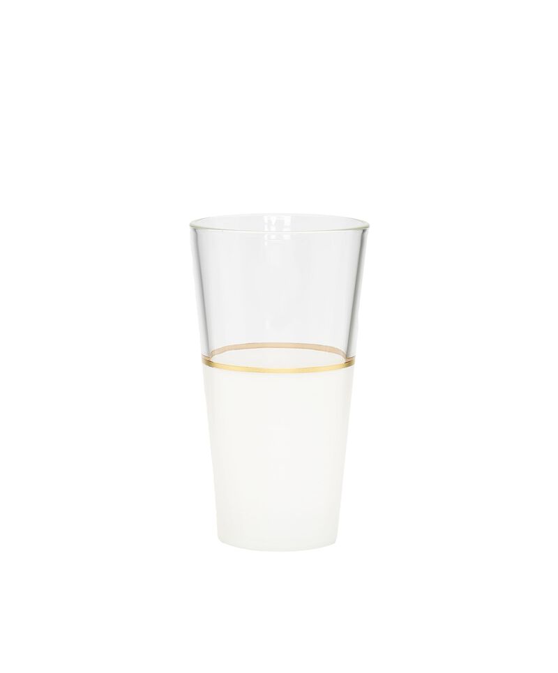 Set of 6 Tumblers White/Clear with Gold Trim