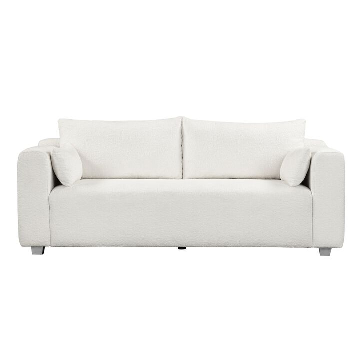 MONDAWE Modern Loop Yarn Fabric Sofa, One-Piece Seat Frame, Minimalist 2-3 Seat Couch Easy to Install, Loveseats with Extra Wide Domed Arms