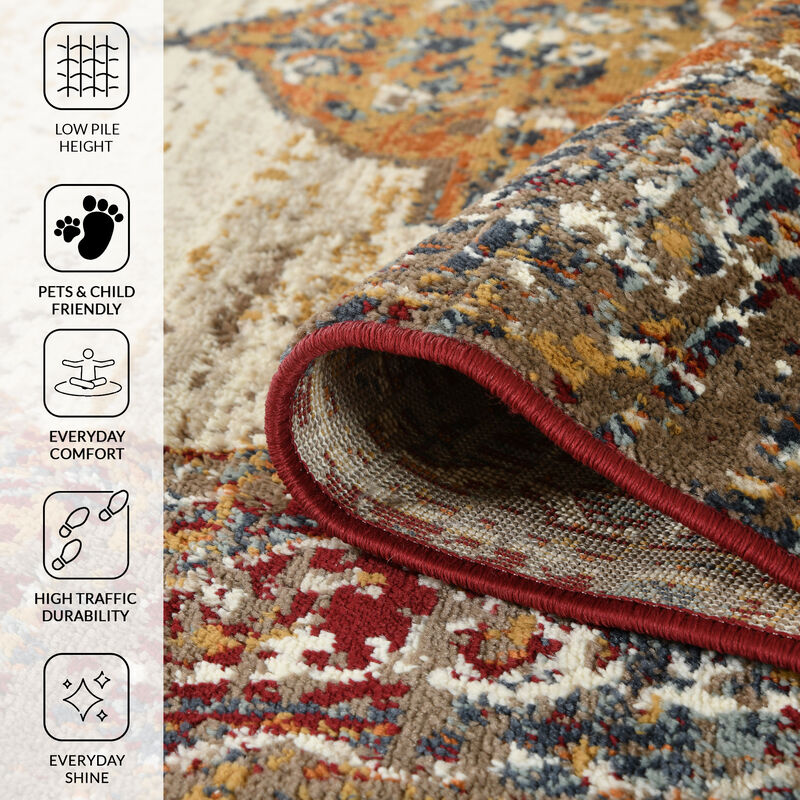Allure Pelham Red Medallion Area Rug 2'x3'