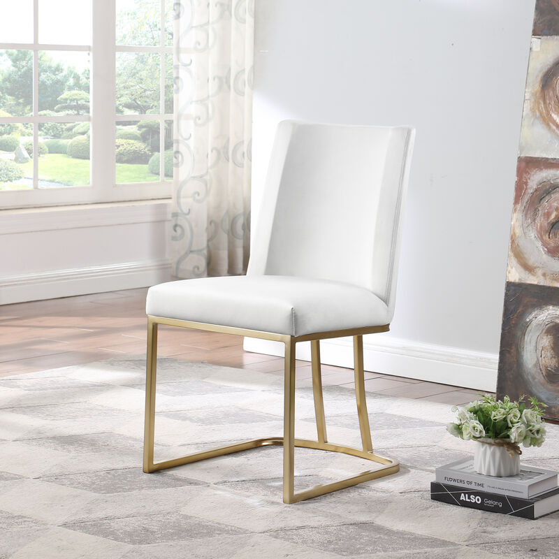 Dining Chairs, Velvet Upholstered Side Chair, Metal Legs (Set Of 2)