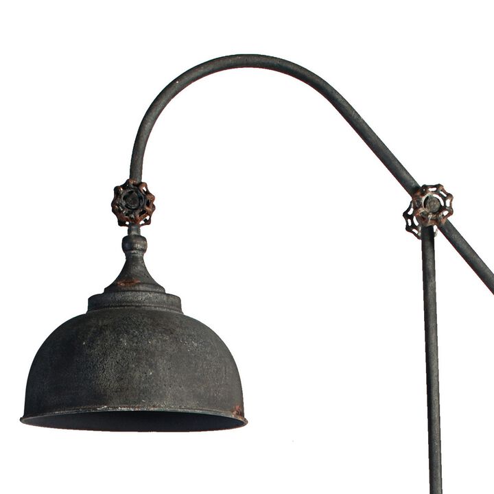 67 Inch Iron Floor Lamp, Adjustable Length Arm, Industrial Antique Black-Benzara