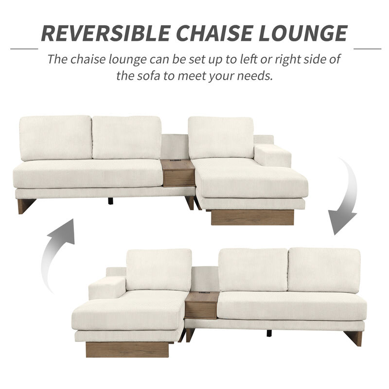 Merax L-shaped Sofa Sectional Sofa with Two USB Ports