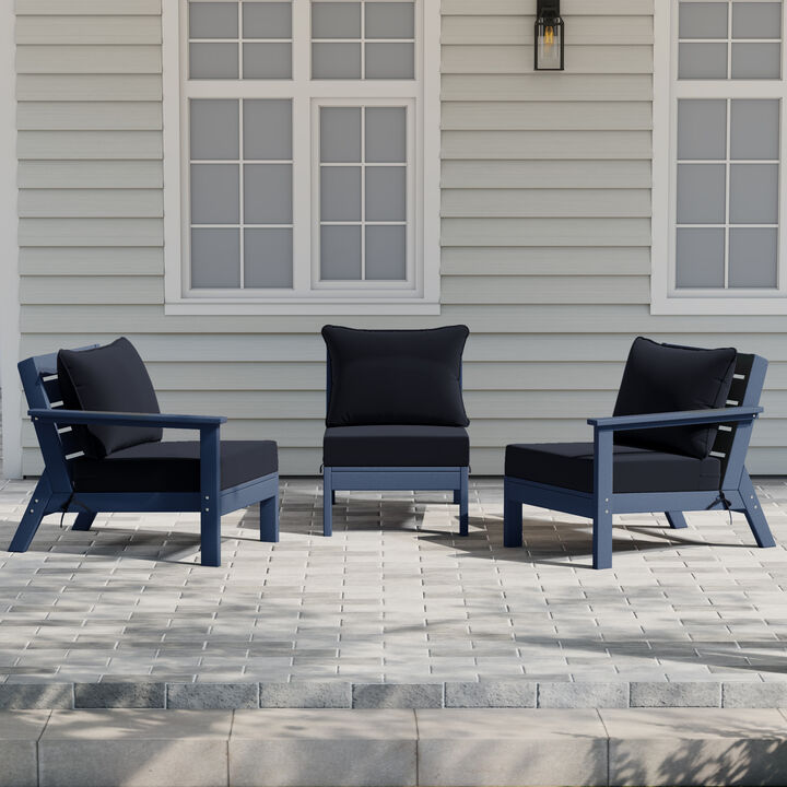 WestinTrends Outdoor Patio HDPE Sectional Sofa with Patio Cushions