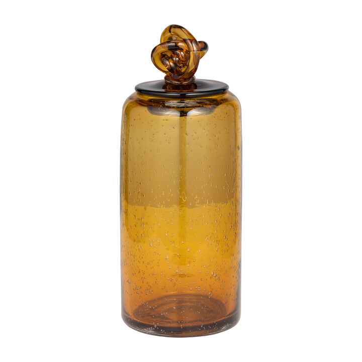 12" Glass Jar w/Knot Lid Vase