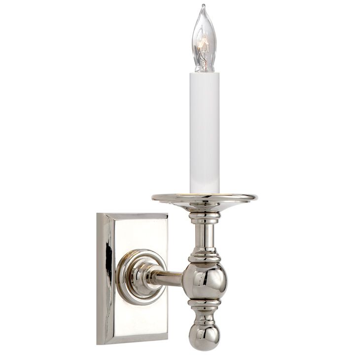 Single Library Classic Sconce in Polished Nickel