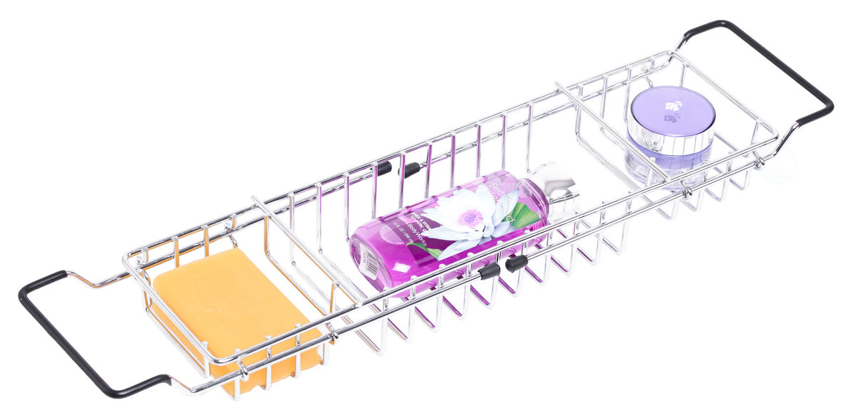 Expandable Metal Bathtub Caddy With, Rubber Handles