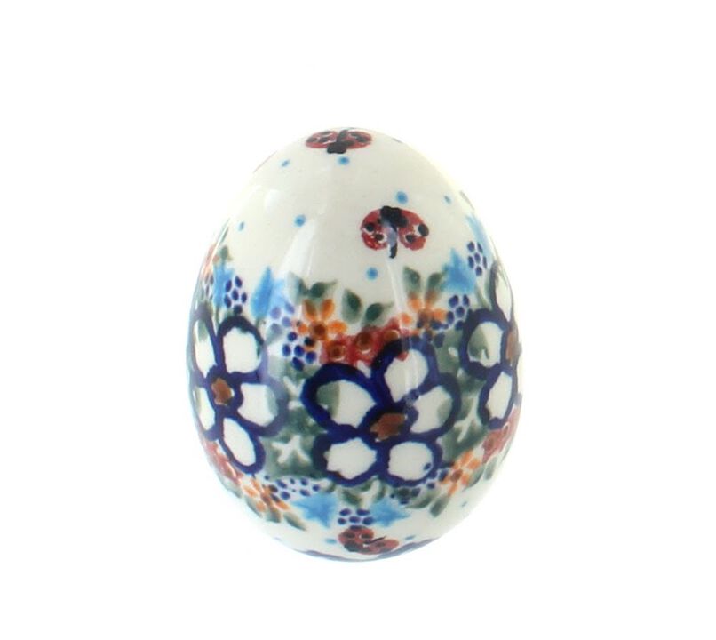 Blue Rose Polish Pottery Scarlett Small Decorated Egg