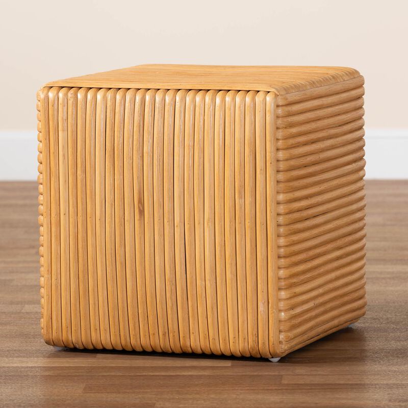 Bali & Pari Karina Bohemian Light Honey Rattan Footstool