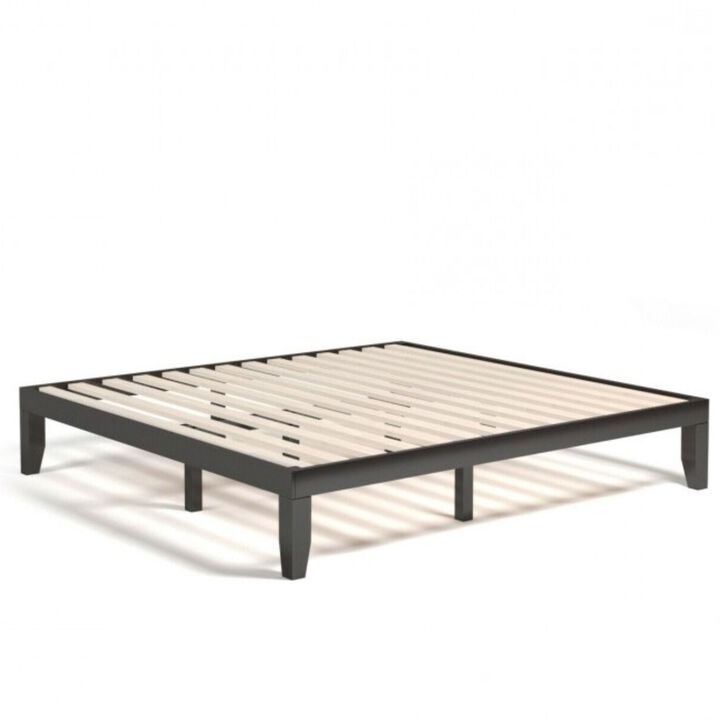 Hivvago 14 Inch Modern Rubberwood Chocolate Platform Bed in King Size