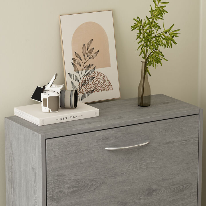 22.4 in. W x 42.1 in. H 24-Pair Gray Wood 3-Drawer Shoe Storage Cabinet with Foldable Compartments